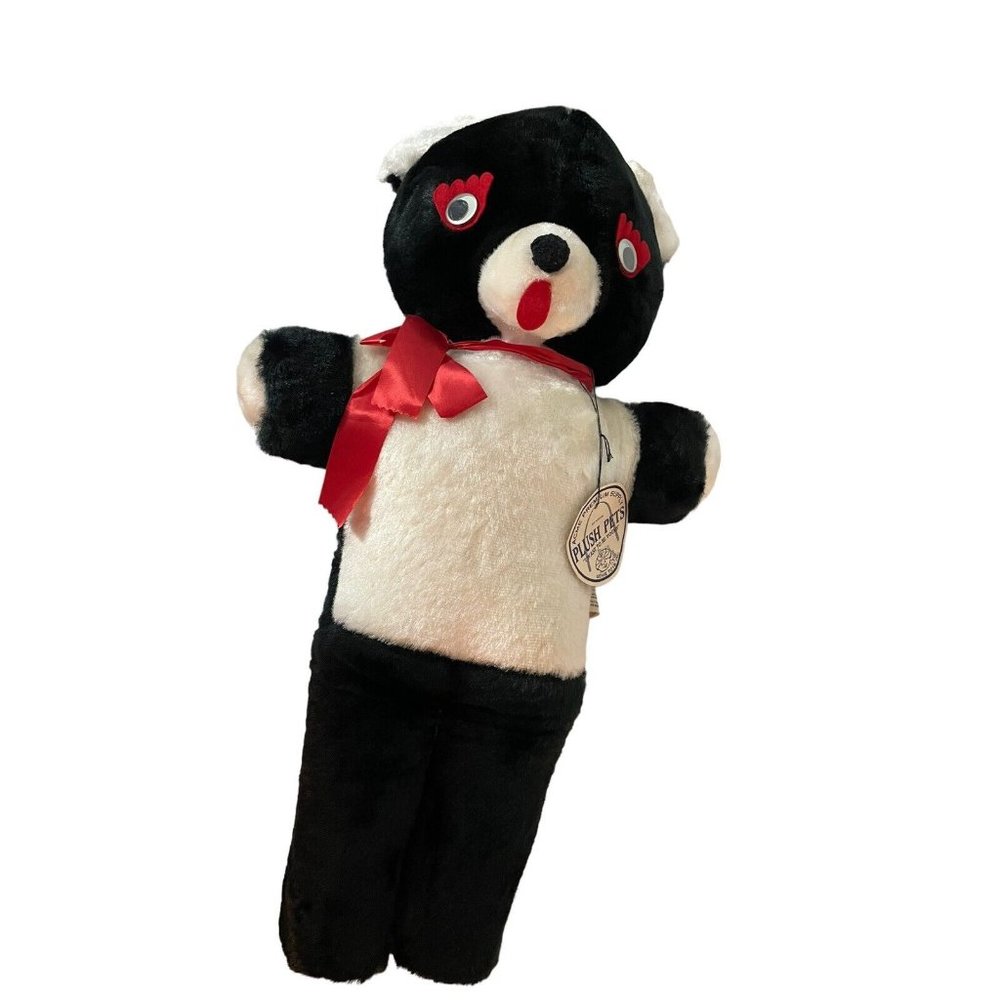 Vintage Genie Toys Inc Acme stuffed‎ animal bear black white